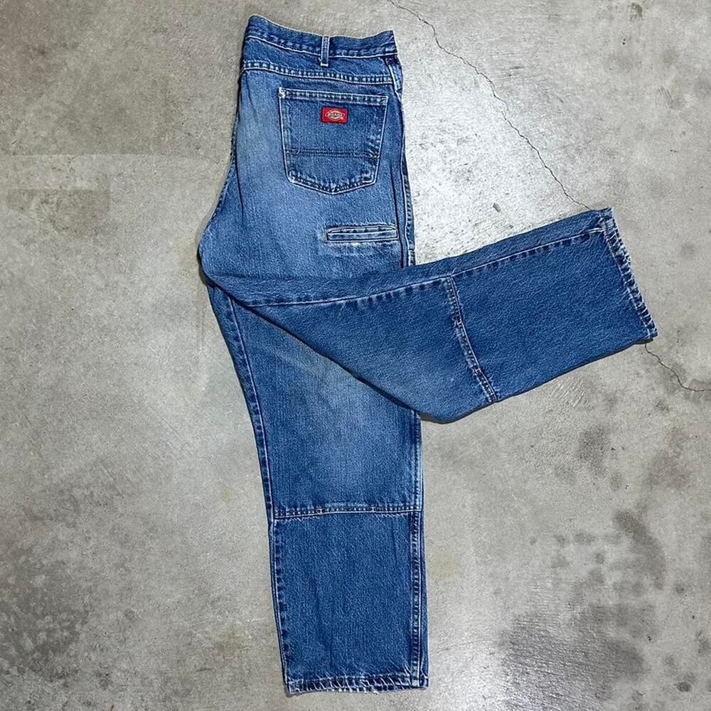 Vintage Dickies Double Knees Carpenter Jeans Mens 36" Workwear Blue Denim Pants